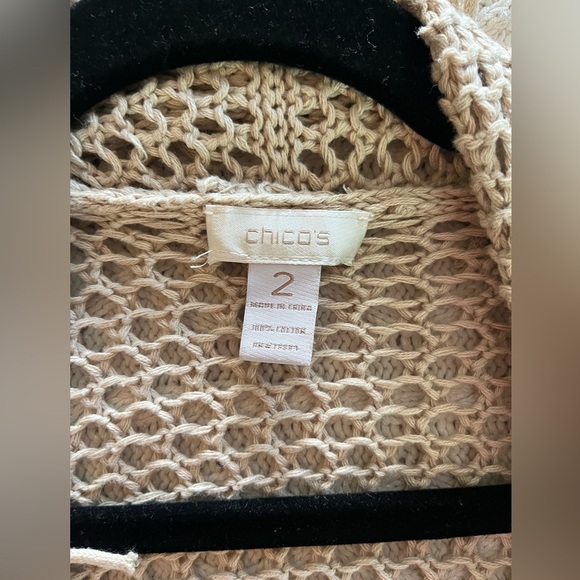 Chico’s Long cotton Knit Open Tan Summer Cardigan Women’s size Large - Picture 16 of 16